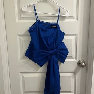 Do+Be Women's Blue Bow Top